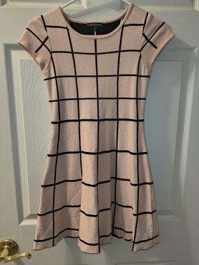 My Michelle Blush Pink Grid-Print A-Line Dress Size large